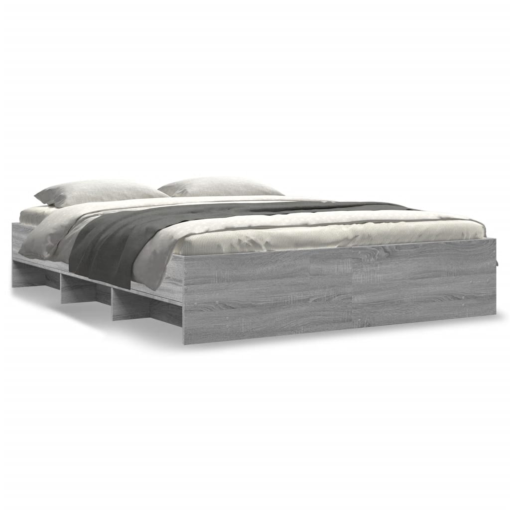 Bedframe zonder matras 160x200 cm spaanplaat grijs Sonoma is nu te koop bij PeponiXL, paradijselijk wonen!
