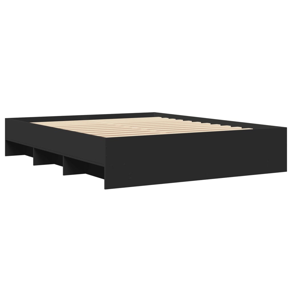 Bedframe bewerkt hout zwart 150x200 cm is nu te koop bij PeponiXL, paradijselijk wonen!