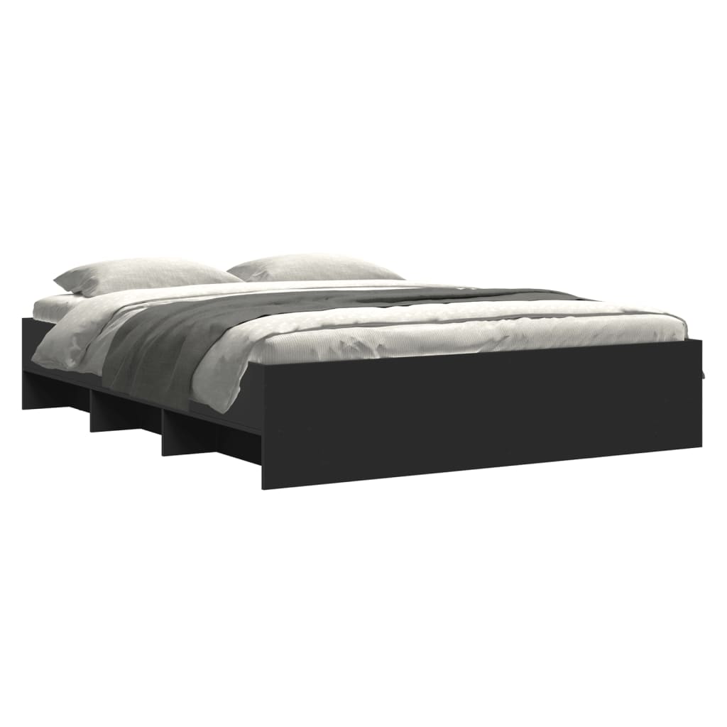 Bedframe bewerkt hout zwart 150x200 cm is nu te koop bij PeponiXL, paradijselijk wonen!