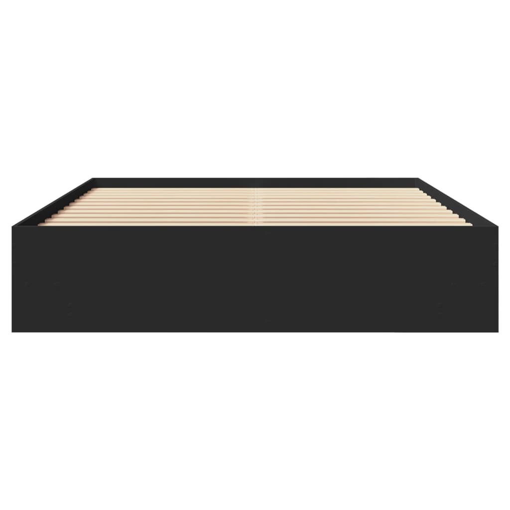 Bedframe bewerkt hout zwart 150x200 cm is nu te koop bij PeponiXL, paradijselijk wonen!