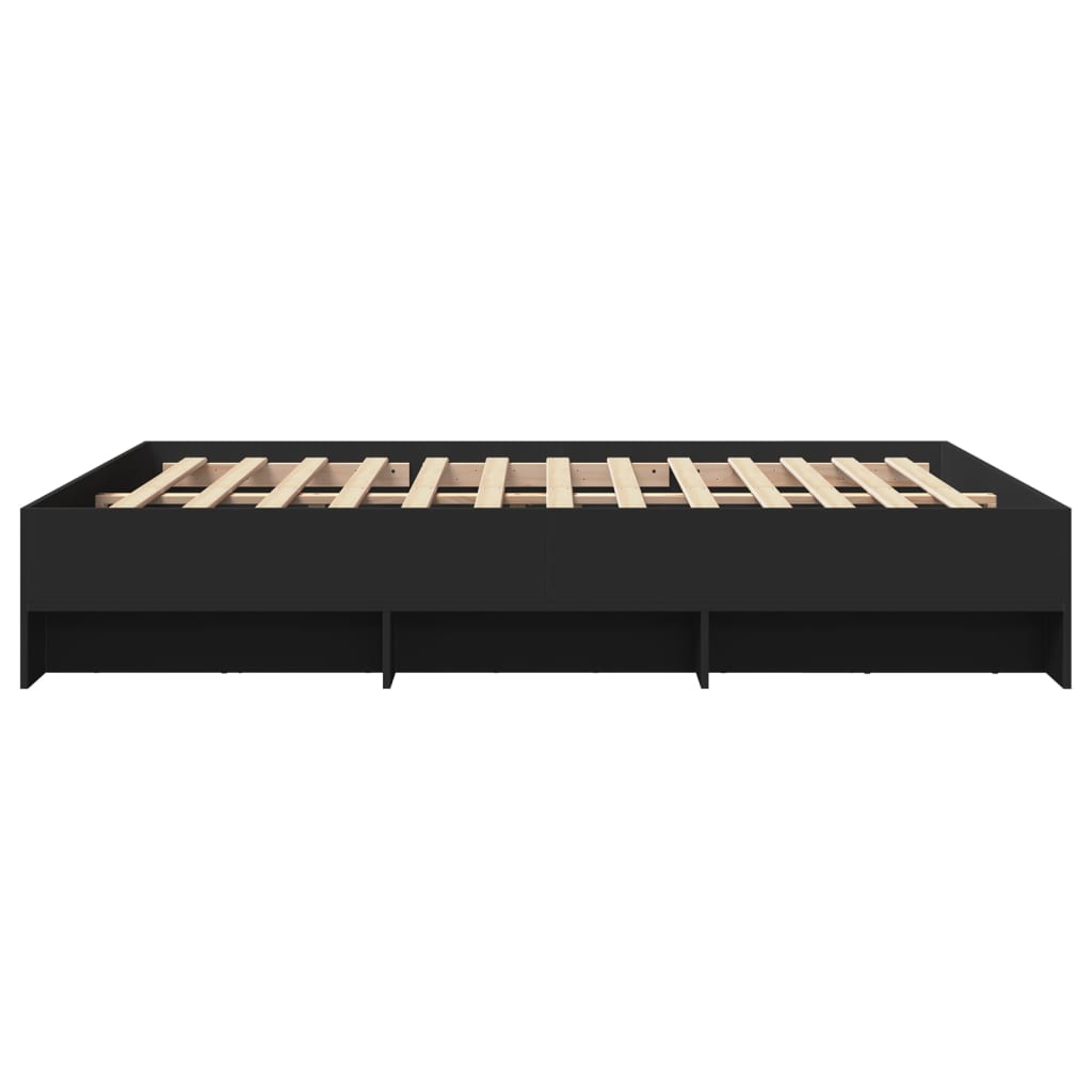 Bedframe bewerkt hout zwart 150x200 cm is nu te koop bij PeponiXL, paradijselijk wonen!