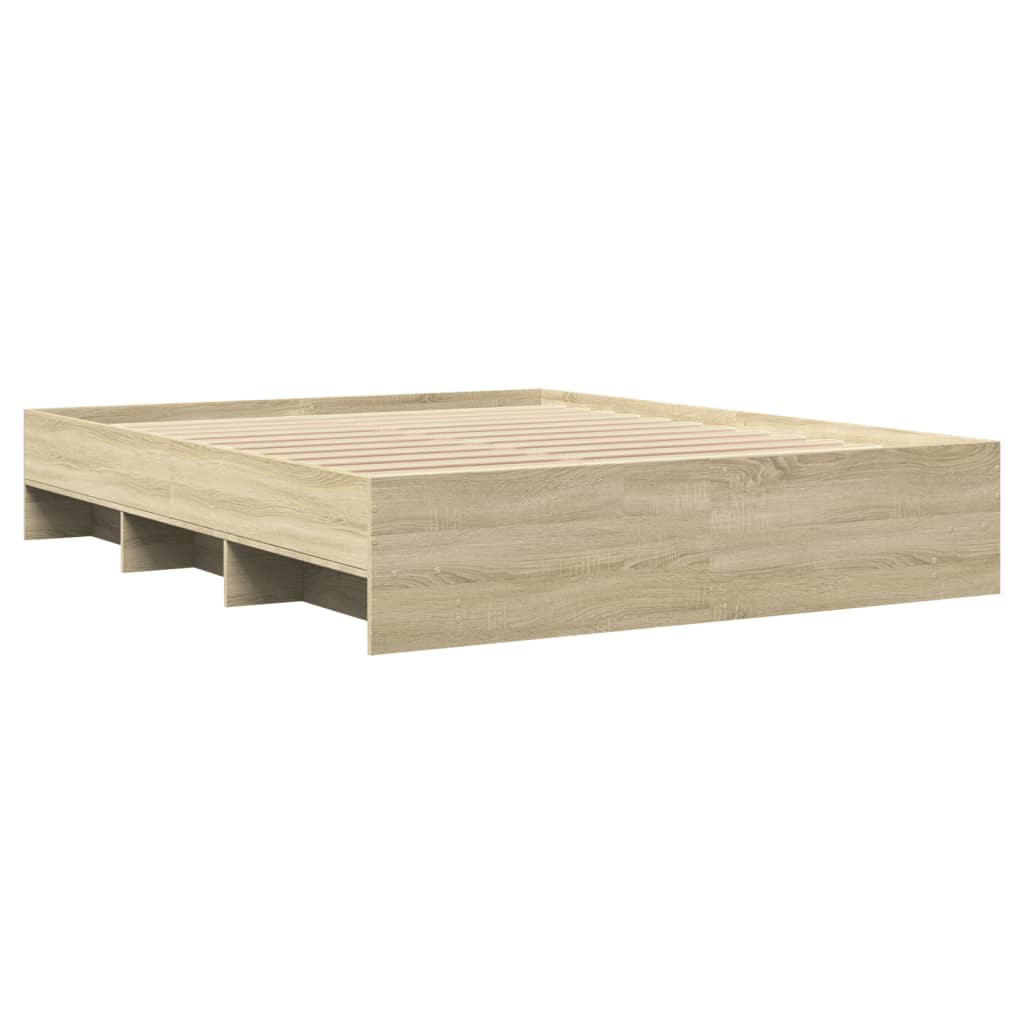 Bedframe zonder matras hout sonoma eikenkleurig 150x200 cm is nu te koop bij PeponiXL, paradijselijk wonen!