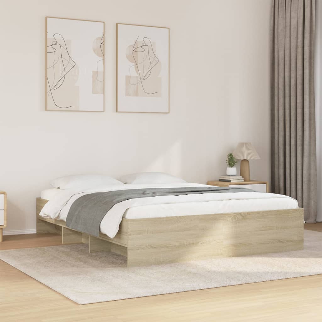 Bedframe zonder matras hout sonoma eikenkleurig 150x200 cm is nu te koop bij PeponiXL, paradijselijk wonen!