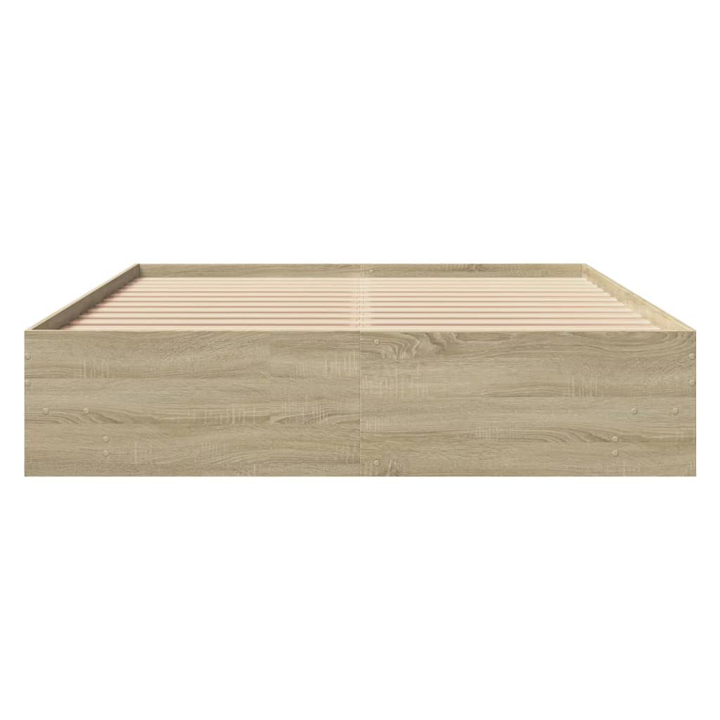 Bedframe zonder matras hout sonoma eikenkleurig 150x200 cm is nu te koop bij PeponiXL, paradijselijk wonen!