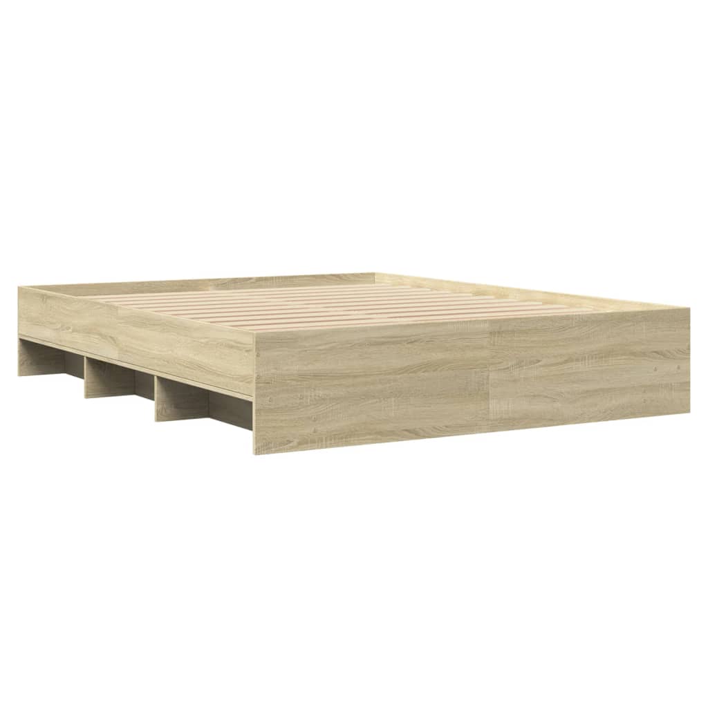 Bedframe zonder matras hout sonoma eikenkleurig 150x200 cm is nu te koop bij PeponiXL, paradijselijk wonen!