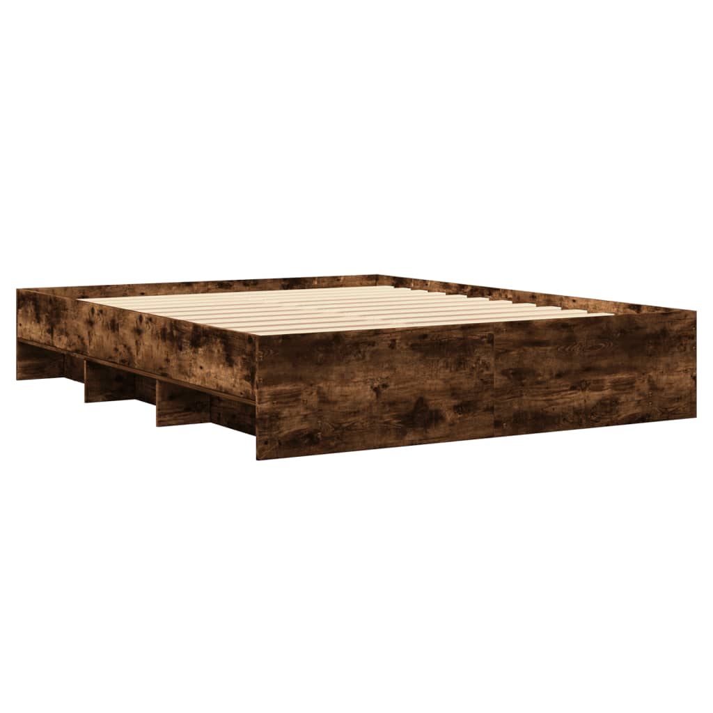 Bedframe zonder matras hout gerookt eikenkleurig 150x200 cm is nu te koop bij PeponiXL, paradijselijk wonen!