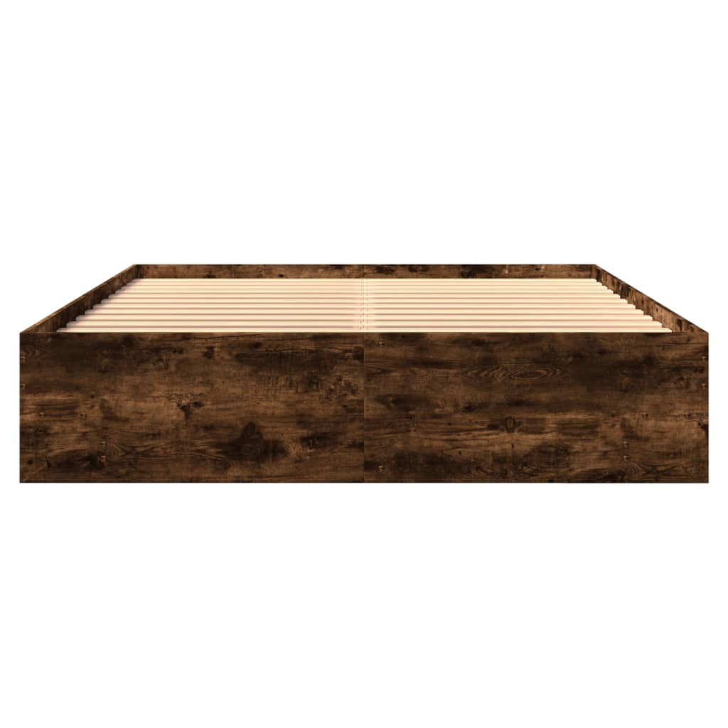 Bedframe zonder matras hout gerookt eikenkleurig 150x200 cm is nu te koop bij PeponiXL, paradijselijk wonen!