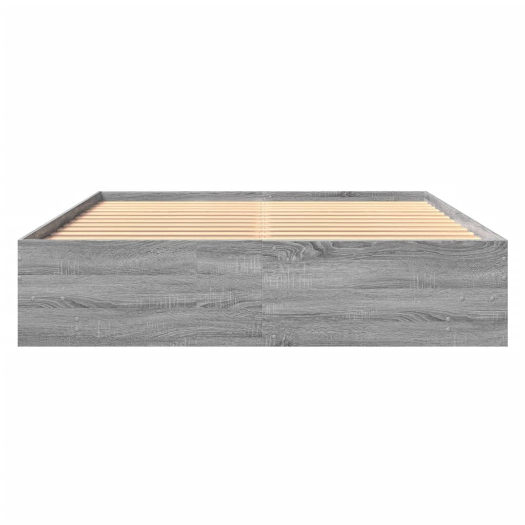 Bedframe bewerkt hout grijs sonoma eikenkleurig 150x200 cm is nu te koop bij PeponiXL, paradijselijk wonen!