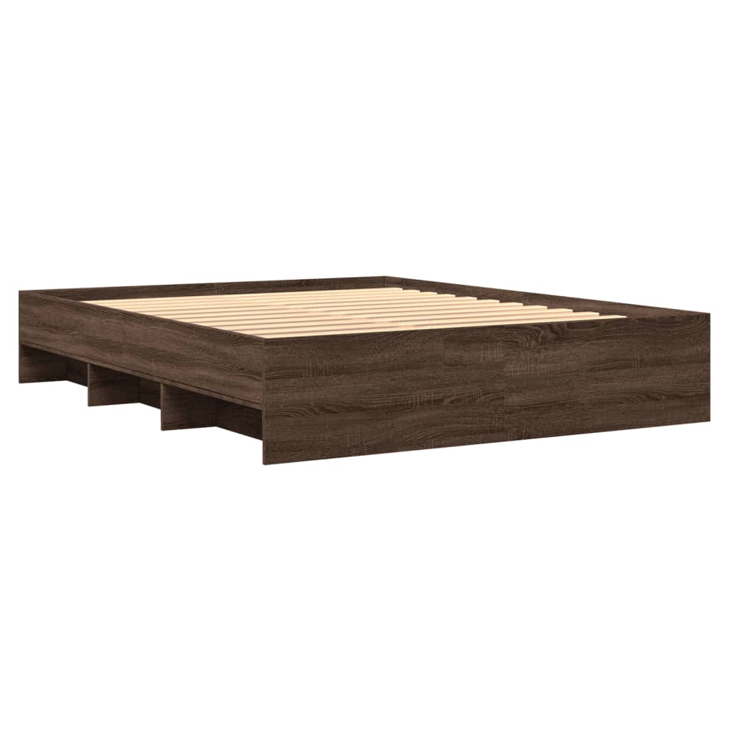 Bedframe zonder matras bewerkt hout bruin eikenkleur 150x200 cm is nu te koop bij PeponiXL, paradijselijk wonen!