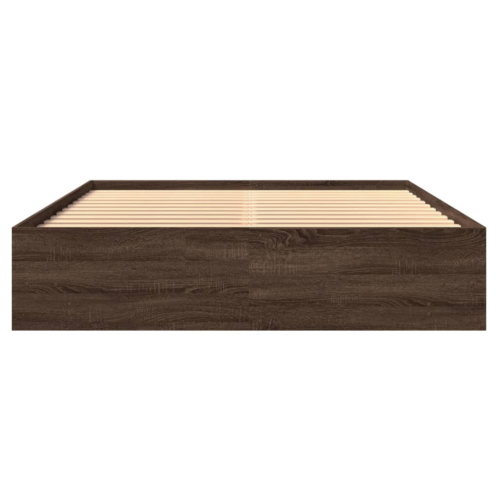 Bedframe zonder matras bewerkt hout bruin eikenkleur 150x200 cm is nu te koop bij PeponiXL, paradijselijk wonen!