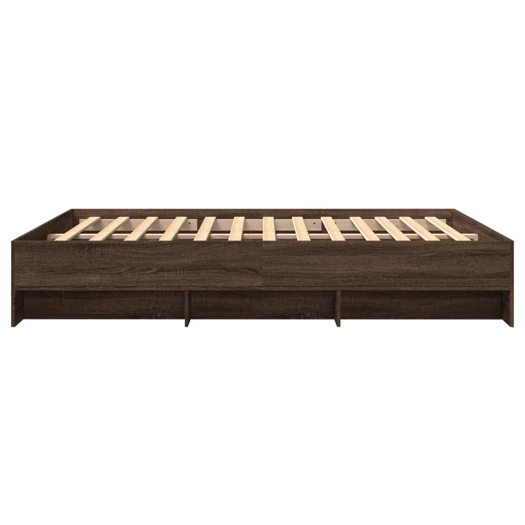 Bedframe zonder matras bewerkt hout bruin eikenkleur 150x200 cm is nu te koop bij PeponiXL, paradijselijk wonen!