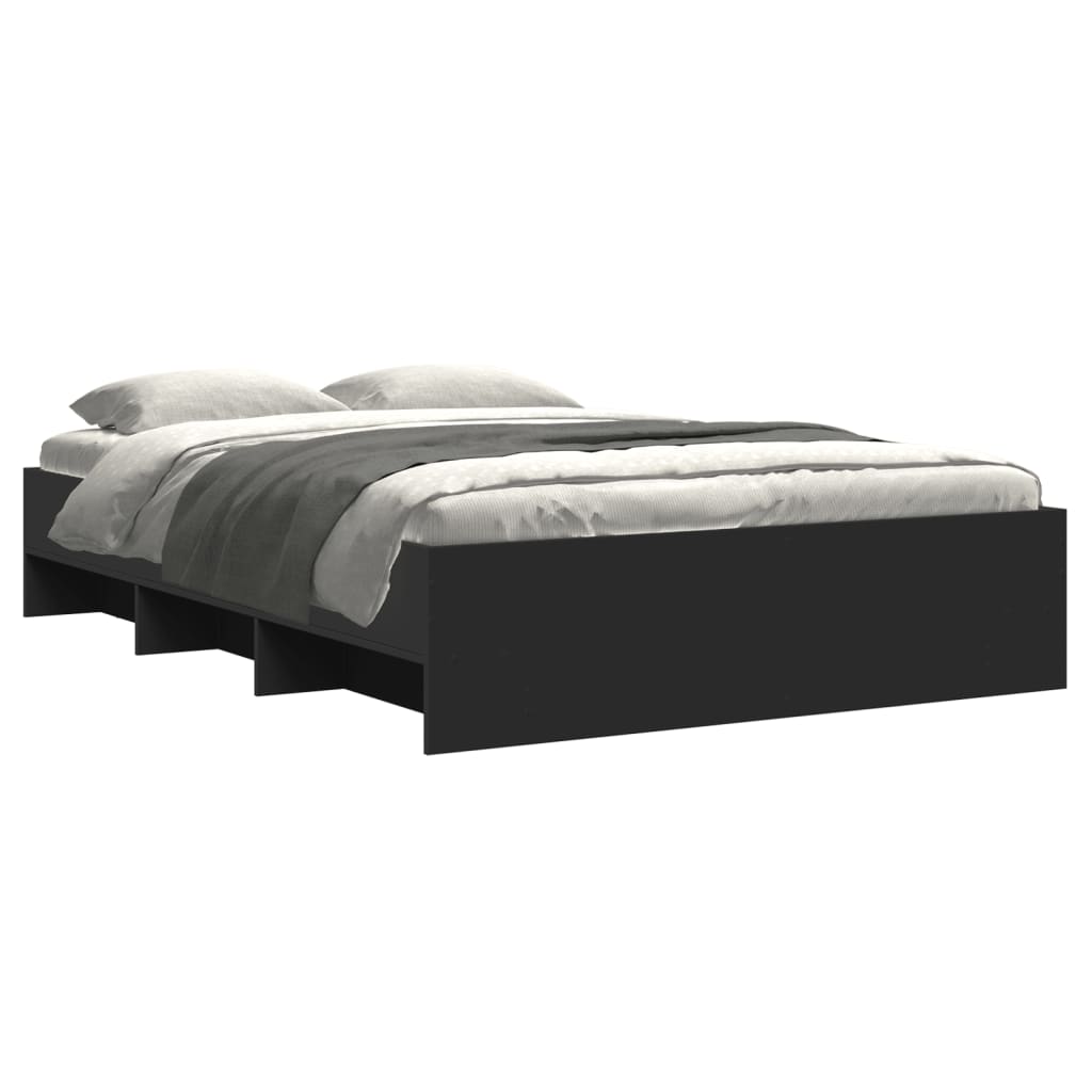Bedframe bewerkt hout zwart 140x200 cm is nu te koop bij PeponiXL, paradijselijk wonen!