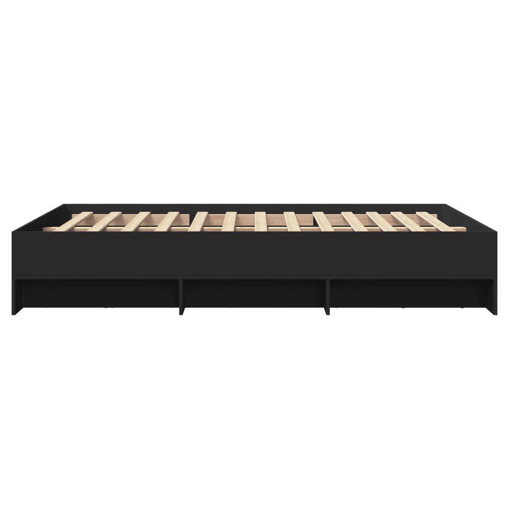 Bedframe bewerkt hout zwart 140x200 cm is nu te koop bij PeponiXL, paradijselijk wonen!