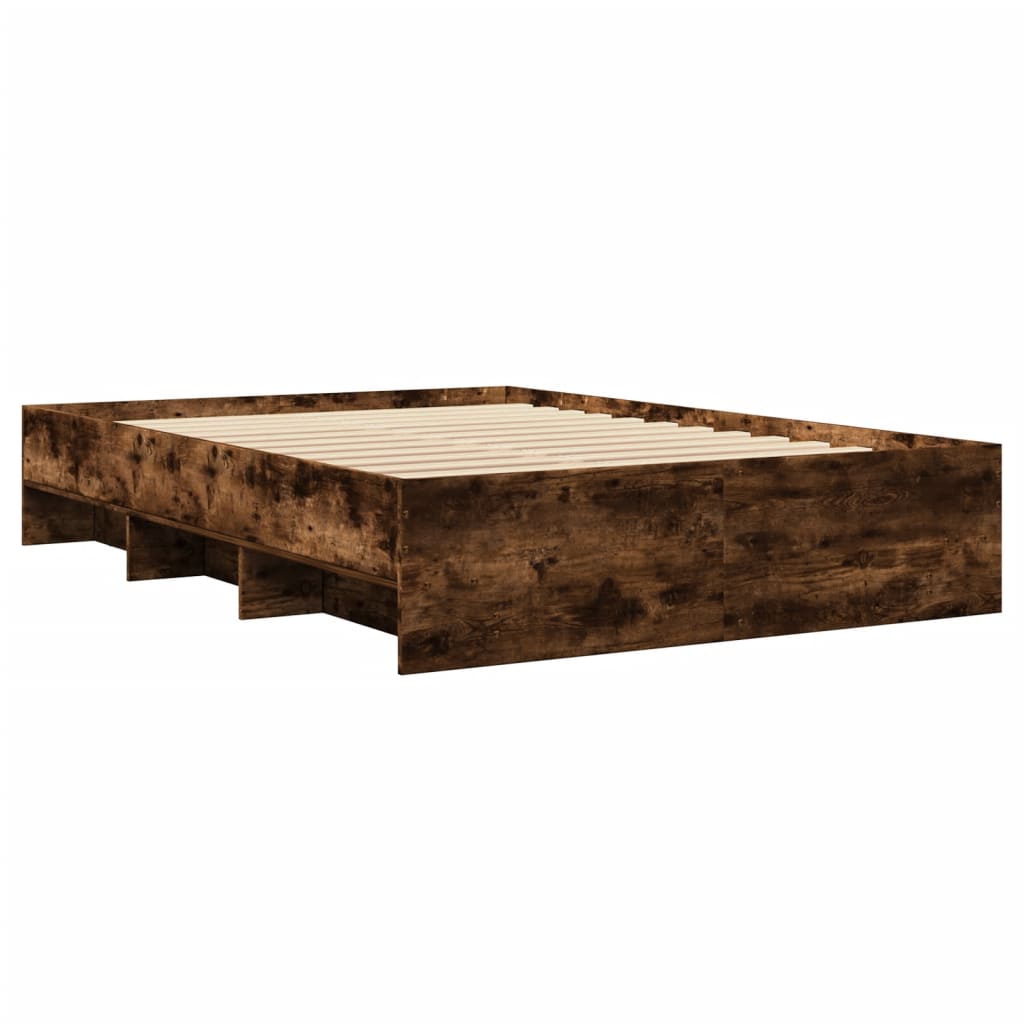 Bedframe zonder matras hout gerookt eikenkleurig 140x200 cm is nu te koop bij PeponiXL, paradijselijk wonen!