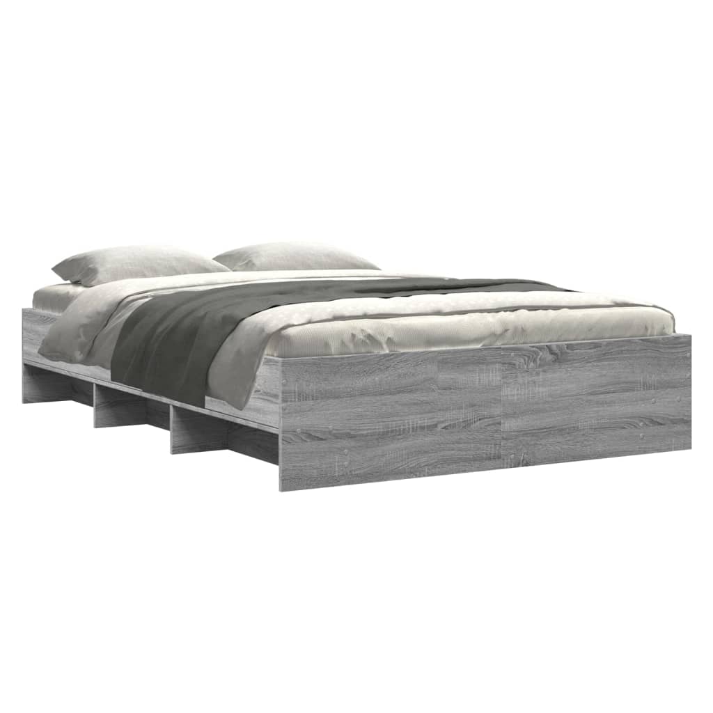 Bedframe bewerkt hout grijs sonoma eikenkleurig 140x200 cm is nu te koop bij PeponiXL, paradijselijk wonen!