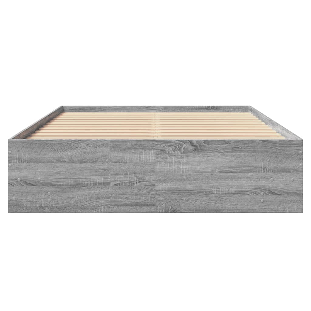 Bedframe bewerkt hout grijs sonoma eikenkleurig 140x200 cm is nu te koop bij PeponiXL, paradijselijk wonen!