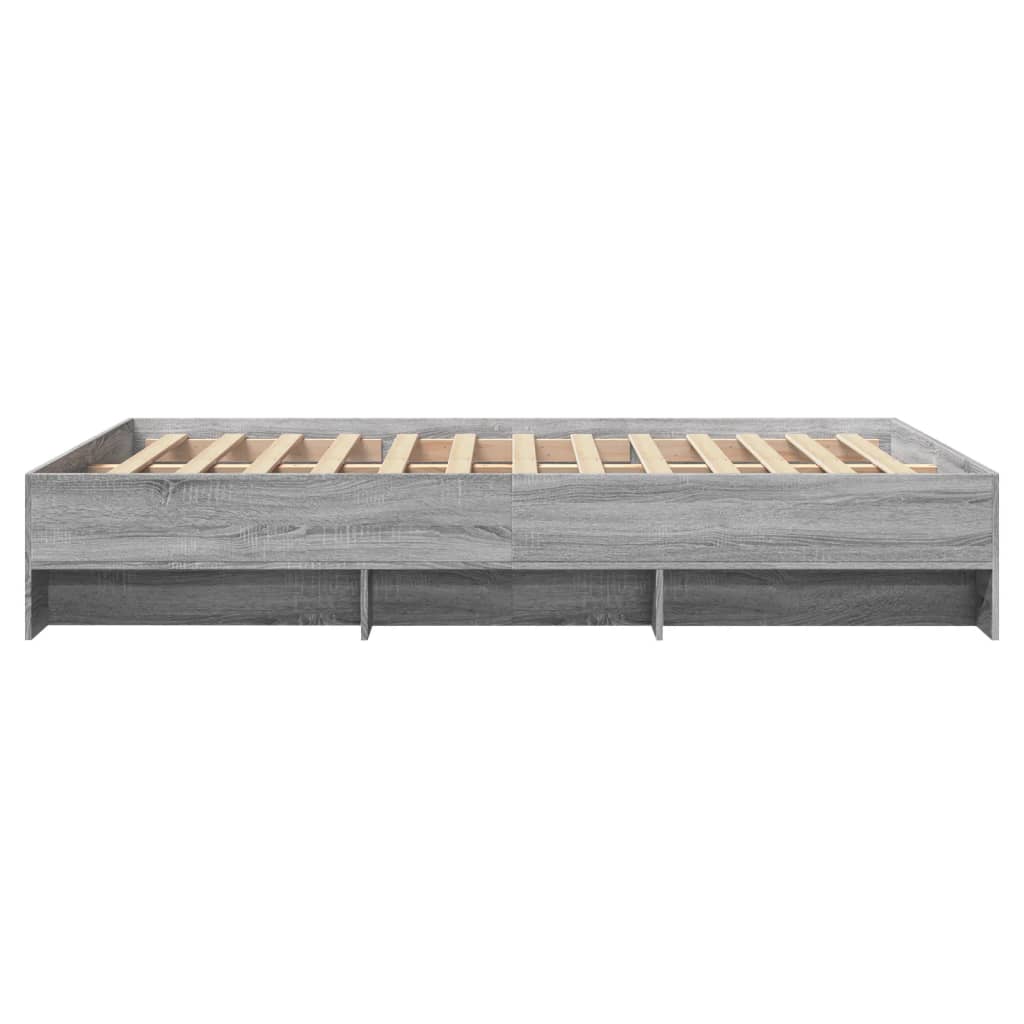Bedframe bewerkt hout grijs sonoma eikenkleurig 140x200 cm is nu te koop bij PeponiXL, paradijselijk wonen!