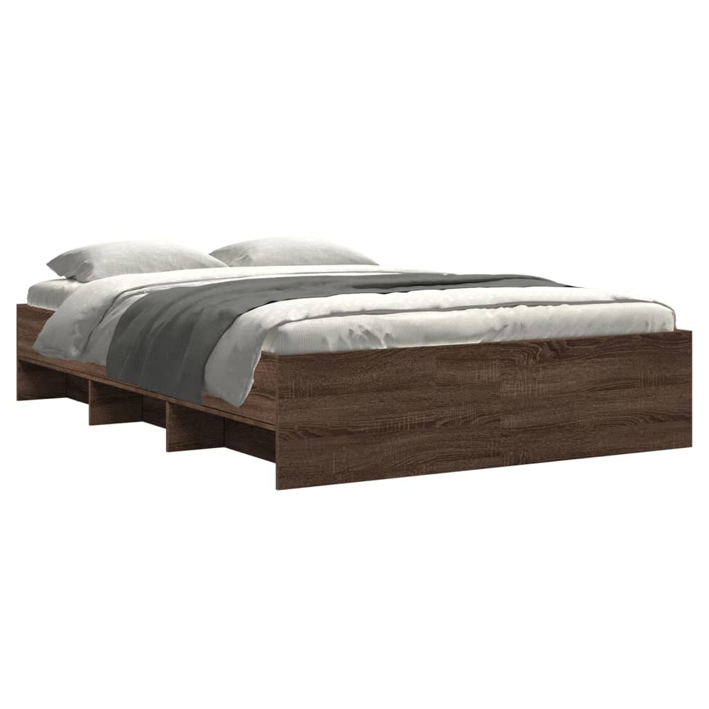 Bedframe zonder matras bewerkt hout bruin eikenkleur 140x200 cm is nu te koop bij PeponiXL, paradijselijk wonen!
