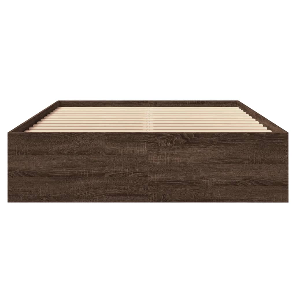 Bedframe zonder matras bewerkt hout bruin eikenkleur 140x200 cm is nu te koop bij PeponiXL, paradijselijk wonen!