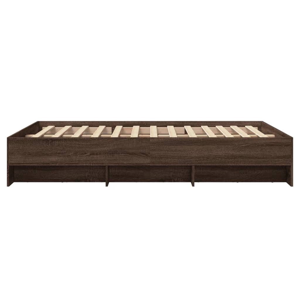 Bedframe zonder matras bewerkt hout bruin eikenkleur 140x200 cm is nu te koop bij PeponiXL, paradijselijk wonen!