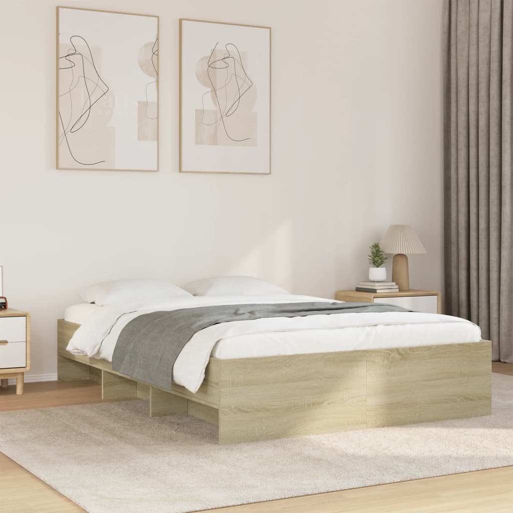 Bedframe zonder matras hout sonoma eikenkleurig 120x200 cm is nu te koop bij PeponiXL, paradijselijk wonen!