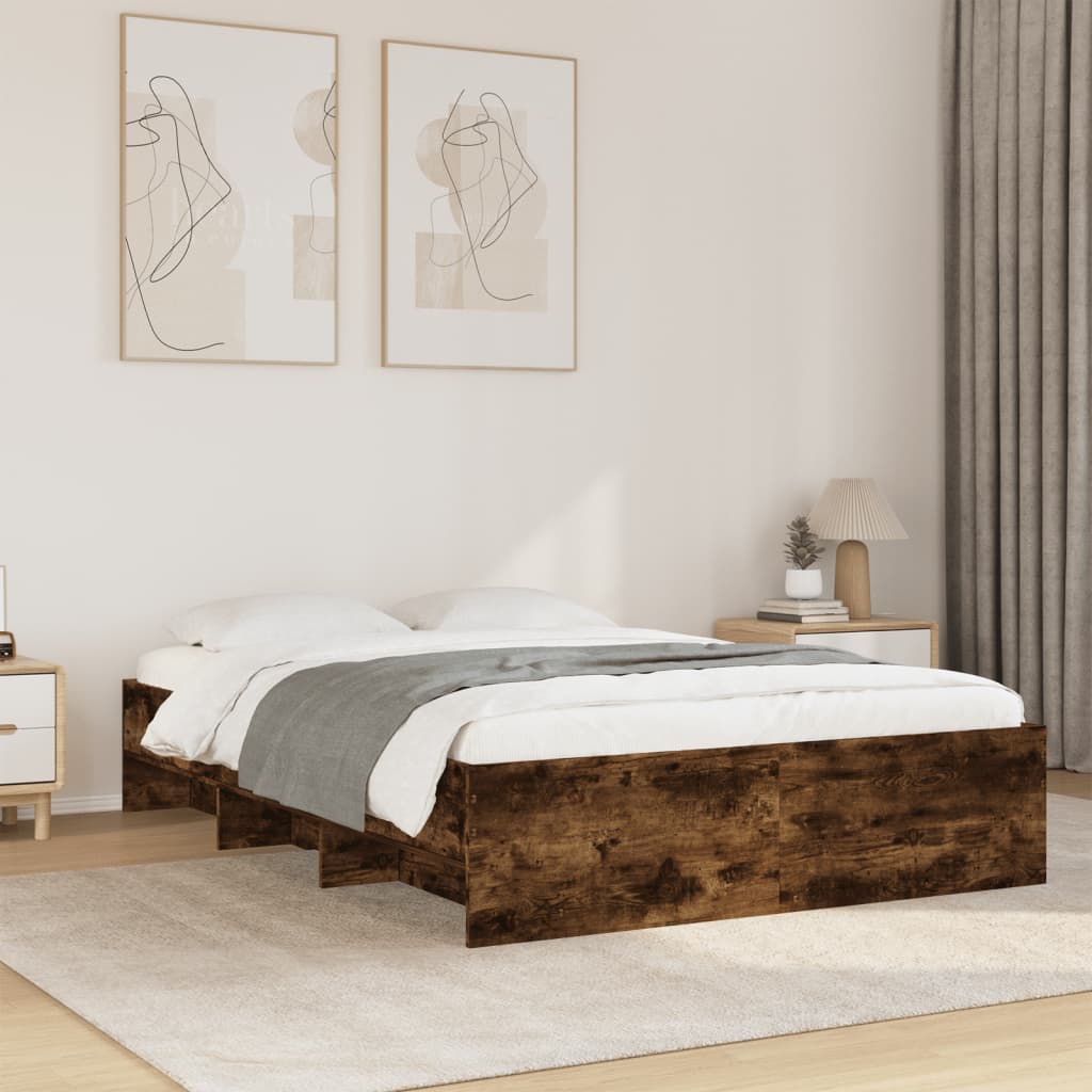 Bedframe zonder matras hout gerookt eikenkleurig 120x200 cm is nu te koop bij PeponiXL, paradijselijk wonen!