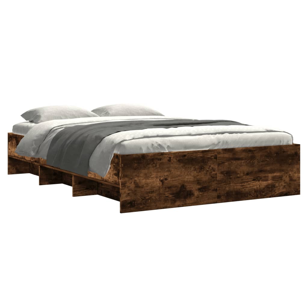 Bedframe zonder matras hout gerookt eikenkleurig 120x200 cm is nu te koop bij PeponiXL, paradijselijk wonen!