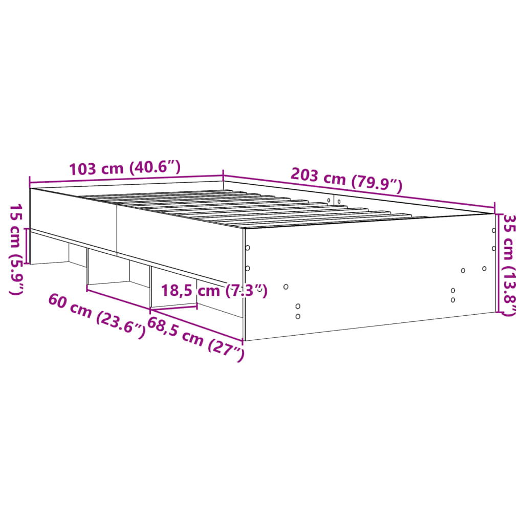 Bedframe bewerkt hout wit 100x200 cm is nu te koop bij PeponiXL, paradijselijk wonen!