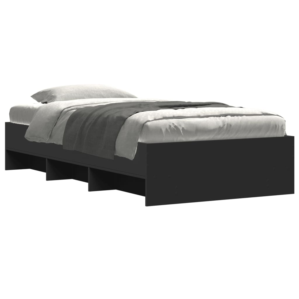 Bedframe bewerkt hout zwart 100x200 cm is nu te koop bij PeponiXL, paradijselijk wonen!