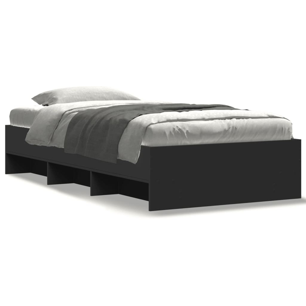 Bedframe bewerkt hout zwart 100x200 cm is nu te koop bij PeponiXL, paradijselijk wonen!