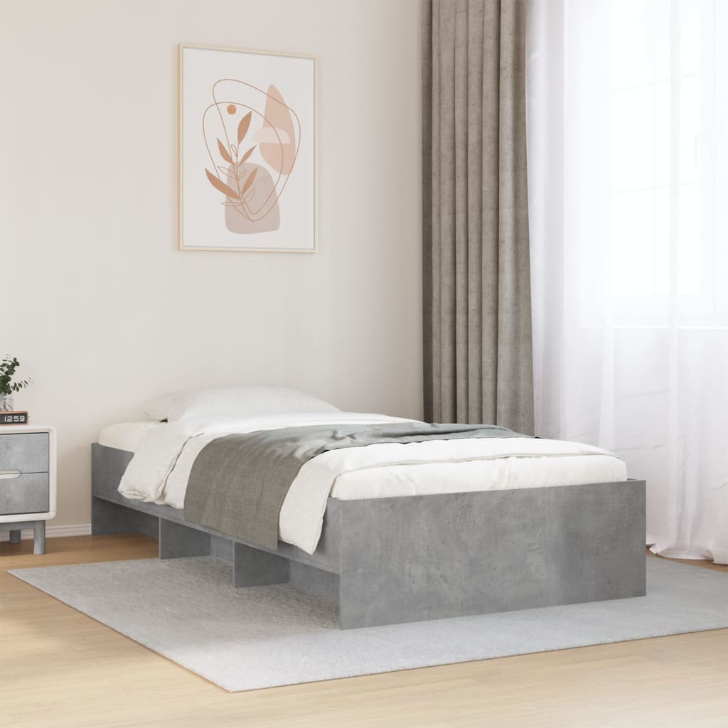 Bedframe bewerkt hout betongrijs 100x200 cm is nu te koop bij PeponiXL, paradijselijk wonen!