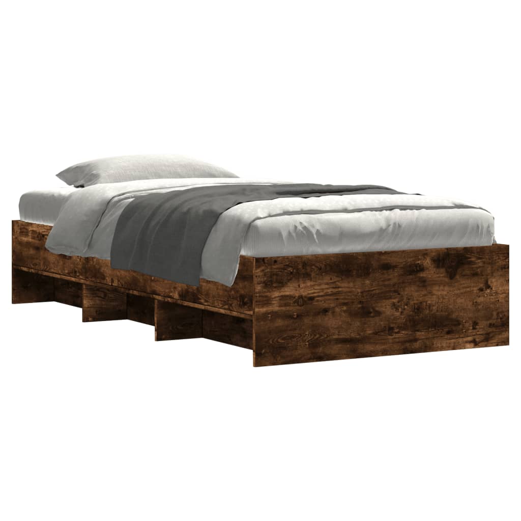 Bedframe zonder matras hout gerookt eikenkleurig 100x200 cm is nu te koop bij PeponiXL, paradijselijk wonen!