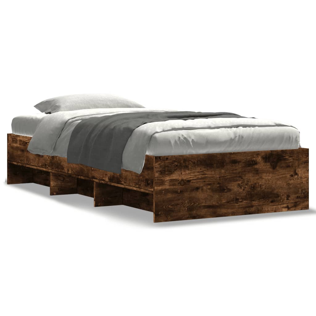 Bedframe zonder matras hout gerookt eikenkleurig 100x200 cm is nu te koop bij PeponiXL, paradijselijk wonen!