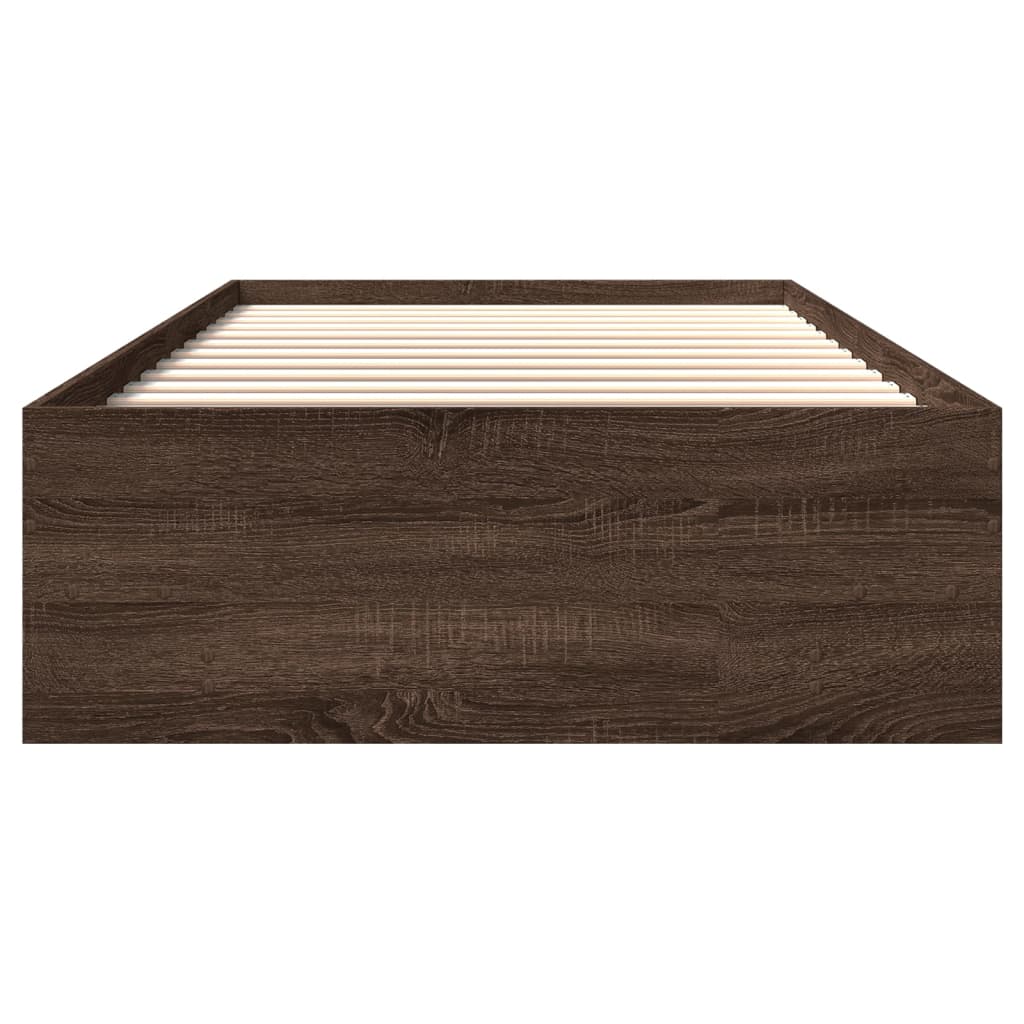 Bedframe zonder matras bewerkt hout bruin eikenkleur 100x200 cm is nu te koop bij PeponiXL, paradijselijk wonen!