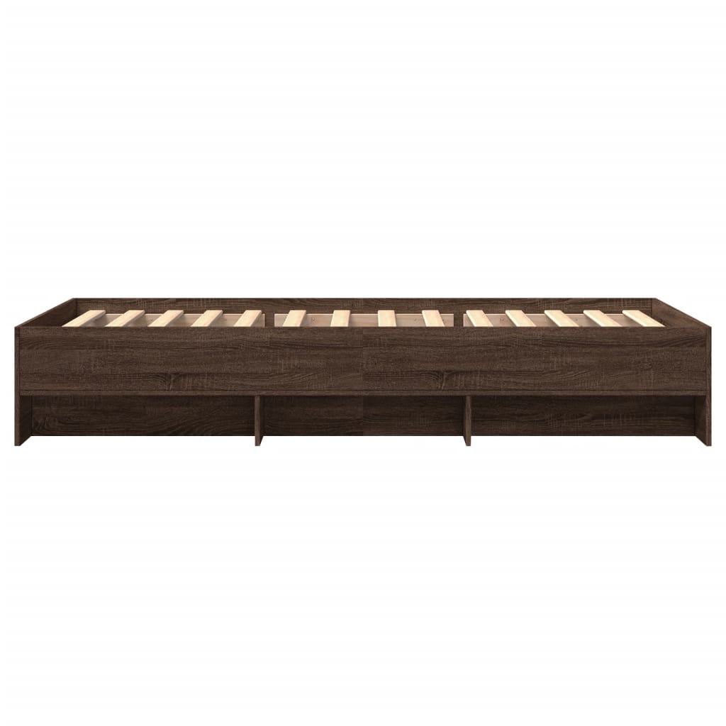 Bedframe zonder matras bewerkt hout bruin eikenkleur 100x200 cm is nu te koop bij PeponiXL, paradijselijk wonen!