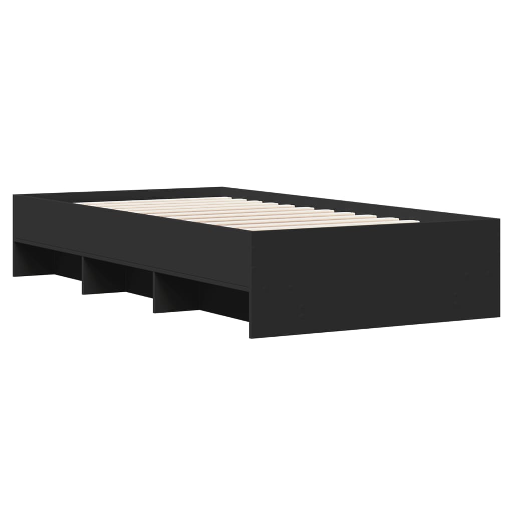 Bedframe bewerkt hout zwart 90x200 cm is nu te koop bij PeponiXL, paradijselijk wonen!
