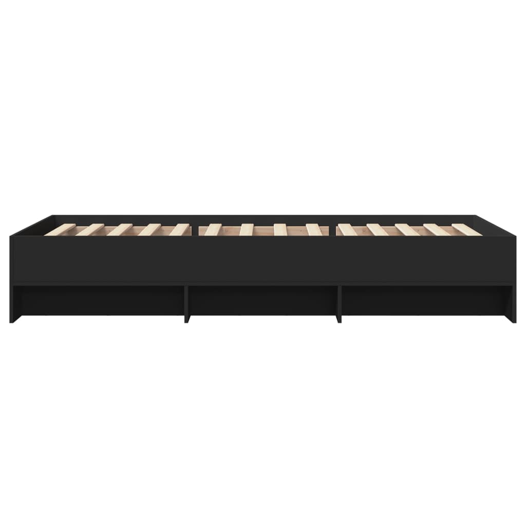 Bedframe bewerkt hout zwart 90x200 cm is nu te koop bij PeponiXL, paradijselijk wonen!