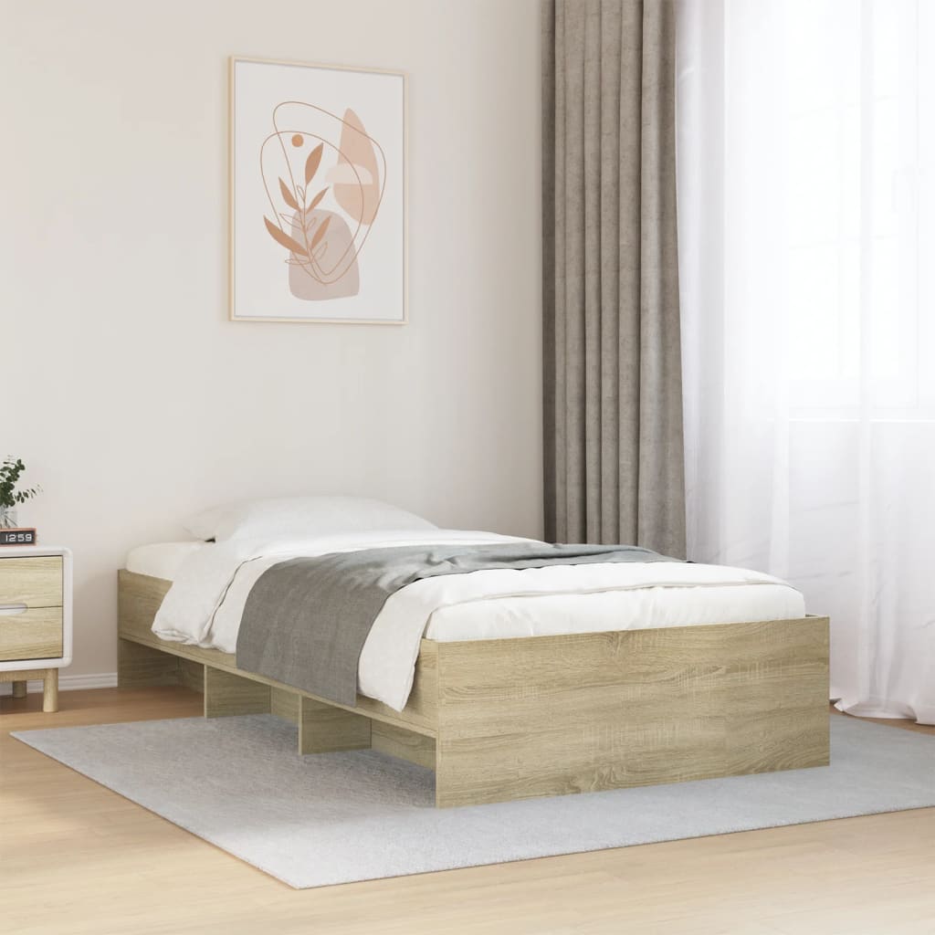 Bedframe zonder matras hout sonoma eikenkleurig 90x200 cm is nu te koop bij PeponiXL, paradijselijk wonen!