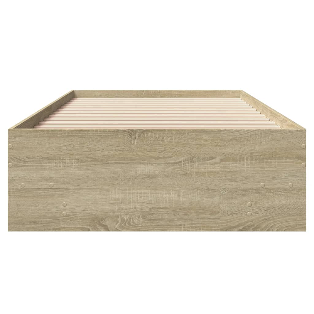 Bedframe zonder matras hout sonoma eikenkleurig 90x200 cm is nu te koop bij PeponiXL, paradijselijk wonen!