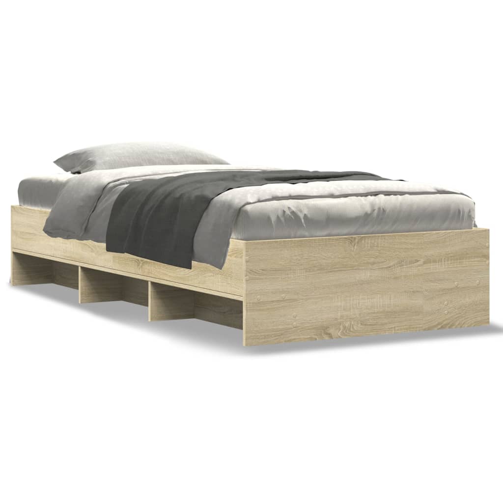 Bedframe zonder matras hout sonoma eikenkleurig 90x200 cm is nu te koop bij PeponiXL, paradijselijk wonen!