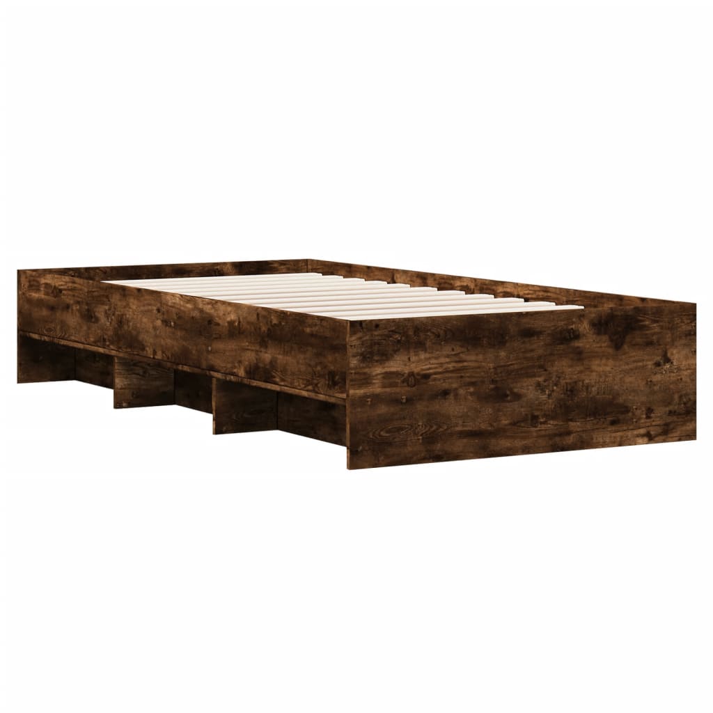 Bedframe zonder matras hout gerookt eikenkleurig 90x200 cm is nu te koop bij PeponiXL, paradijselijk wonen!