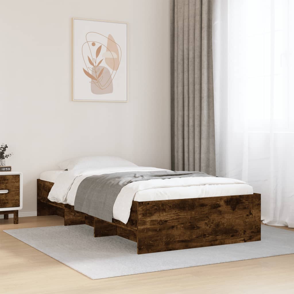 Bedframe zonder matras hout gerookt eikenkleurig 90x200 cm is nu te koop bij PeponiXL, paradijselijk wonen!