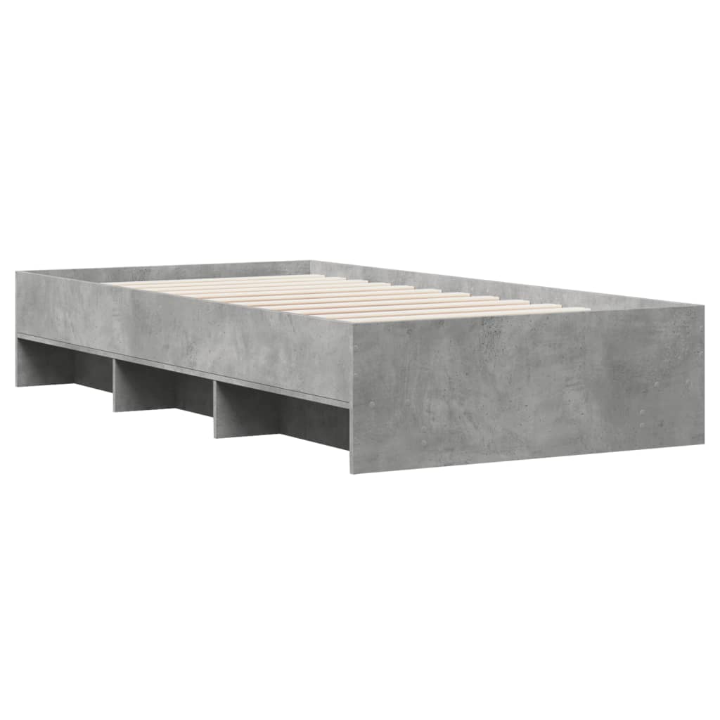 Bedframe bewerkt hout grijs sonoma eikenkleurig 90x200 cm is nu te koop bij PeponiXL, paradijselijk wonen!