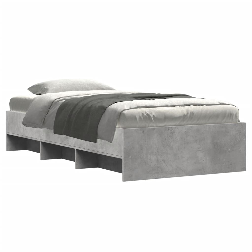 Bedframe bewerkt hout grijs sonoma eikenkleurig 90x200 cm is nu te koop bij PeponiXL, paradijselijk wonen!