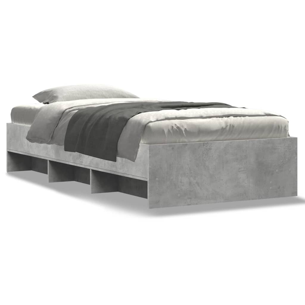 Bedframe bewerkt hout grijs sonoma eikenkleurig 90x200 cm is nu te koop bij PeponiXL, paradijselijk wonen!