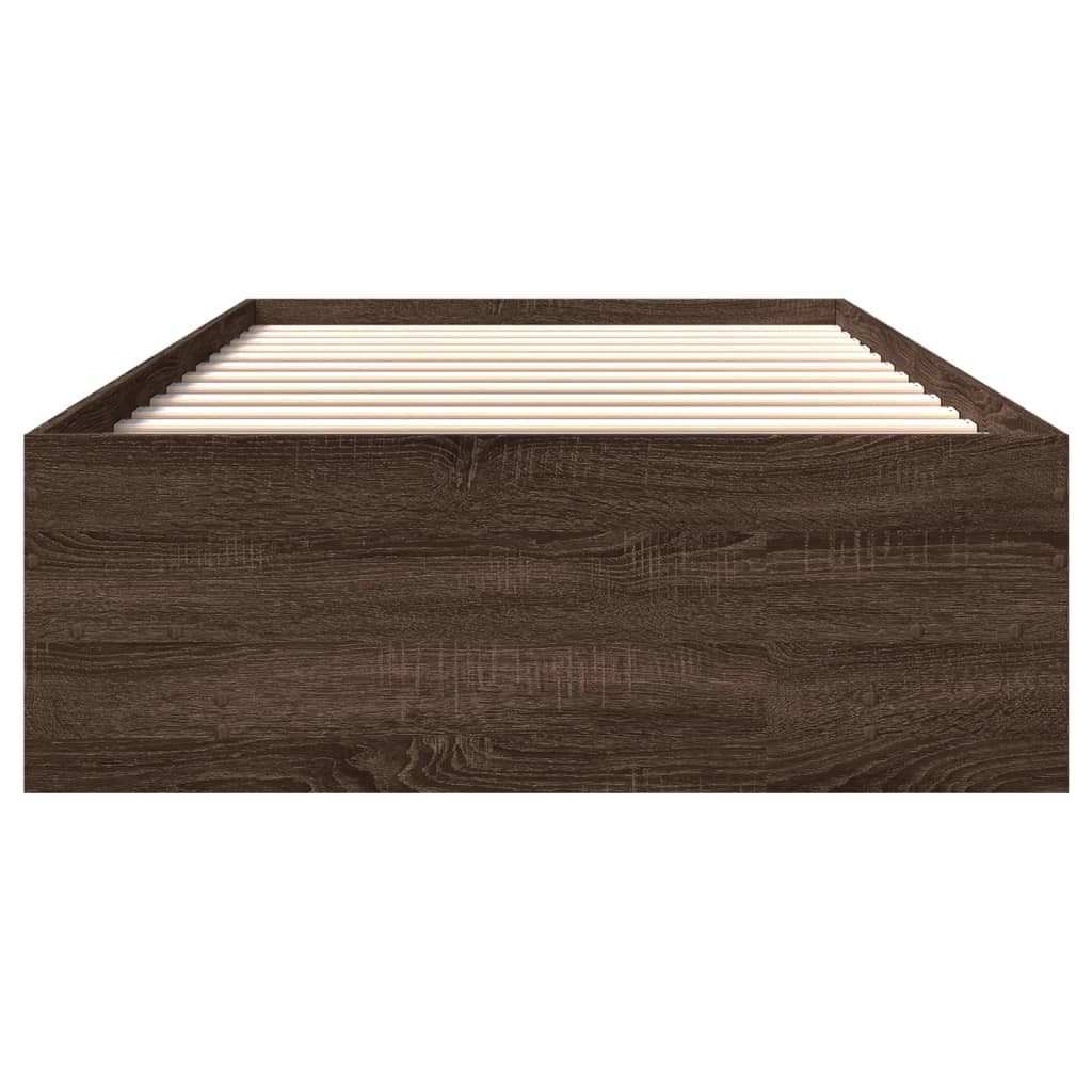 Bedframe zonder matras bewerkt hout bruin eikenkleur 90x200 cm is nu te koop bij PeponiXL, paradijselijk wonen!