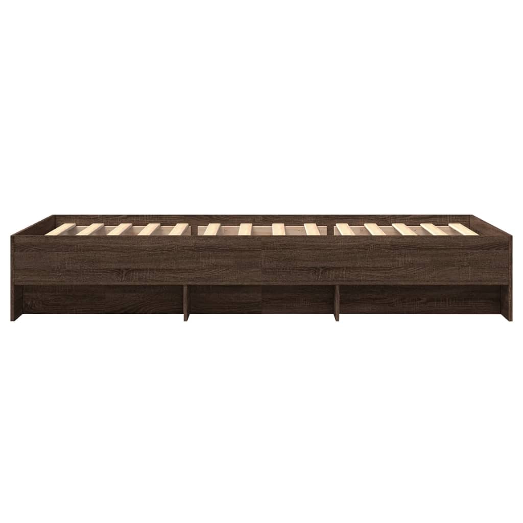 Bedframe zonder matras bewerkt hout bruin eikenkleur 90x200 cm is nu te koop bij PeponiXL, paradijselijk wonen!