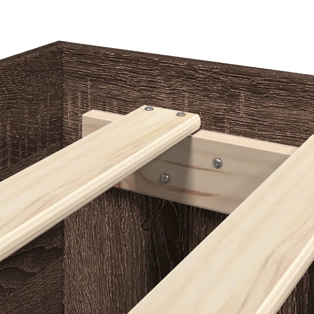 Bedframe zonder matras bewerkt hout bruin eikenkleur 90x200 cm is nu te koop bij PeponiXL, paradijselijk wonen!