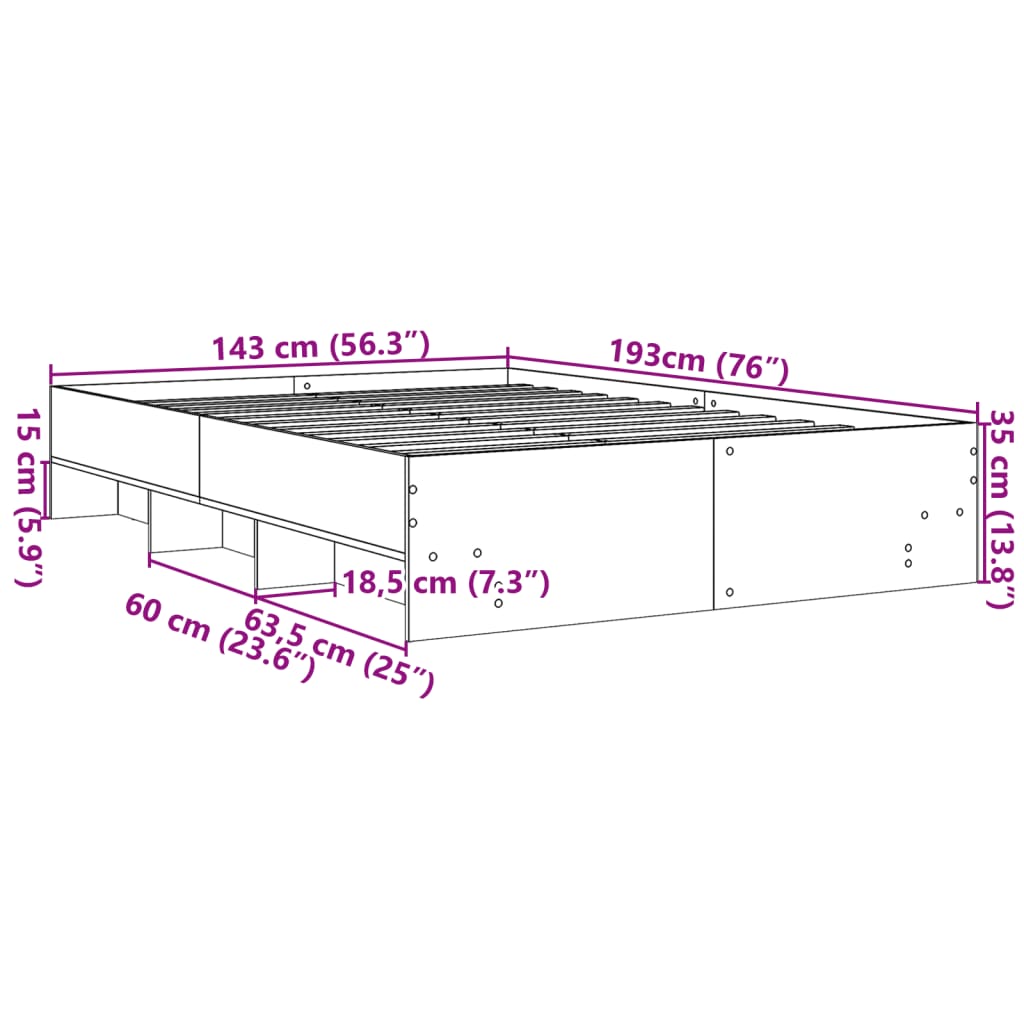 Bedframe bewerkt hout zwart 140x190 cm is nu te koop bij PeponiXL, paradijselijk wonen!