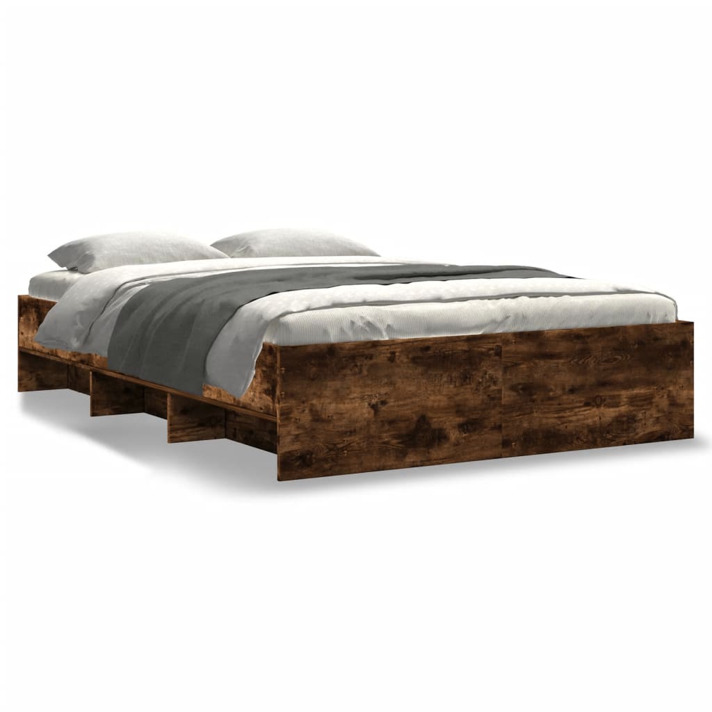 Bedframe zonder matras hout gerookt eikenkleurig 140x190 cm is nu te koop bij PeponiXL, paradijselijk wonen!